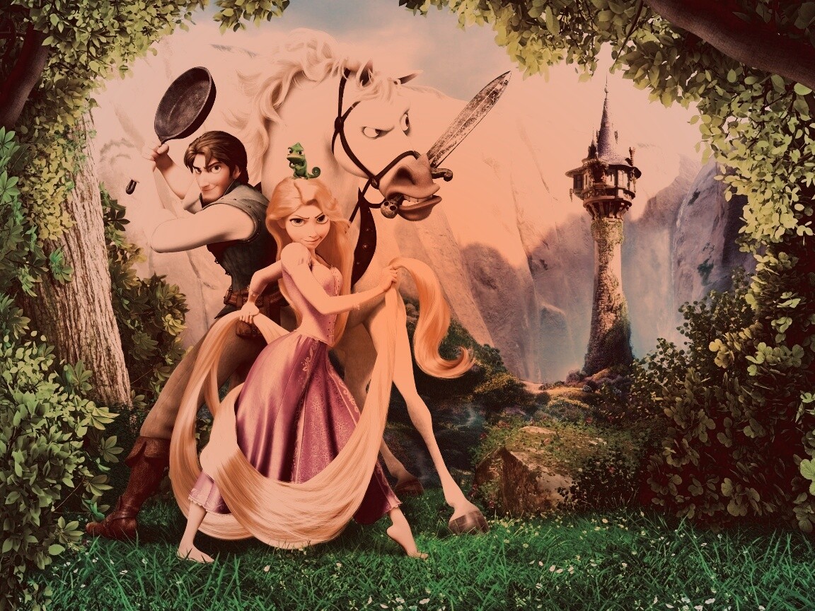 Рапунцель, Флин, Максимус и Паскаль обои