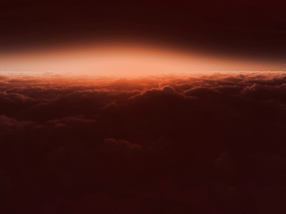 Закат над облаками обои