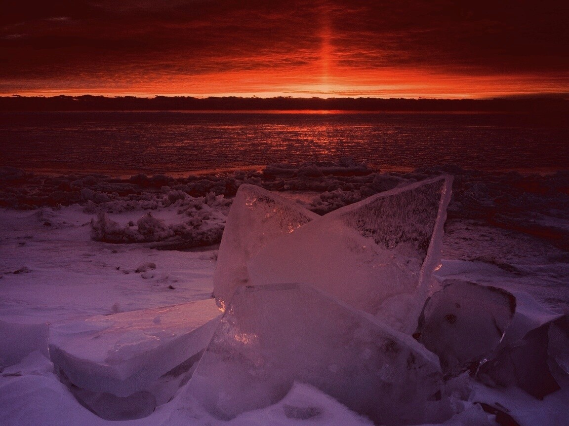 Река на закате обои