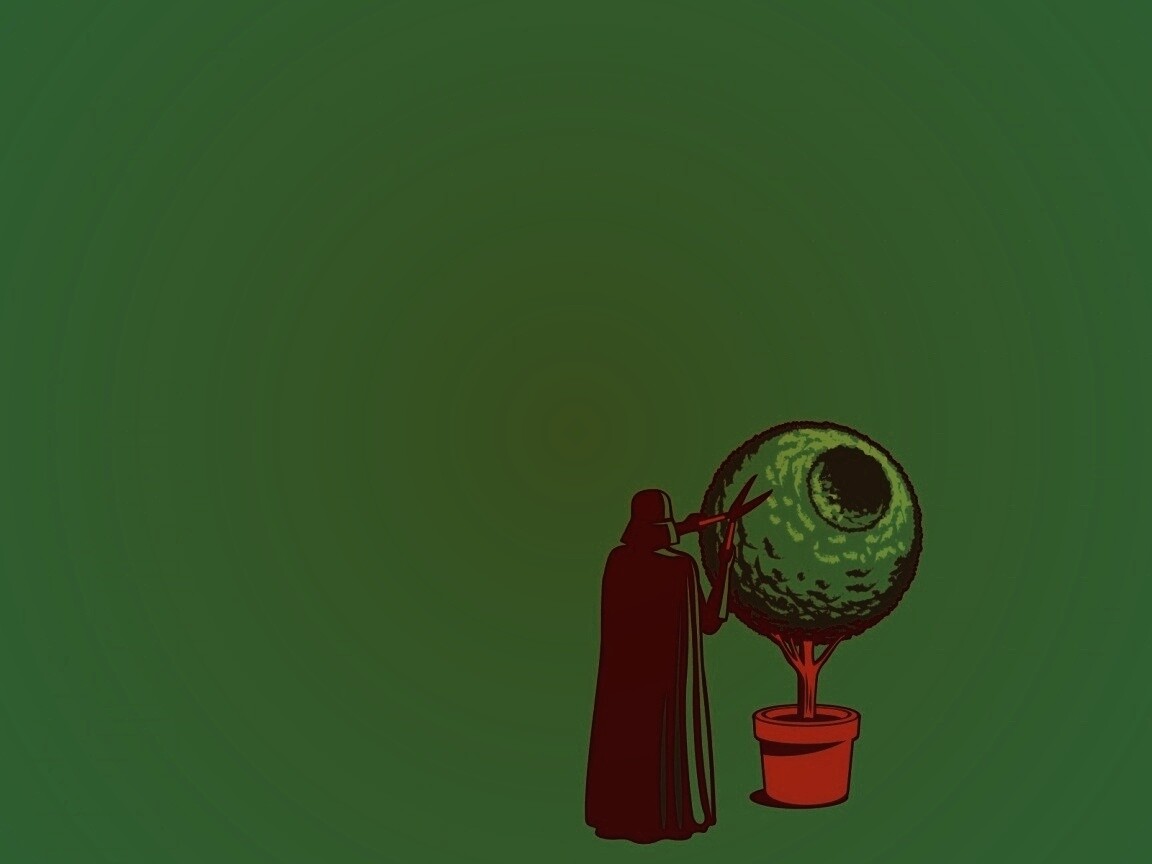 Дарт Вейдер постригает куст обои