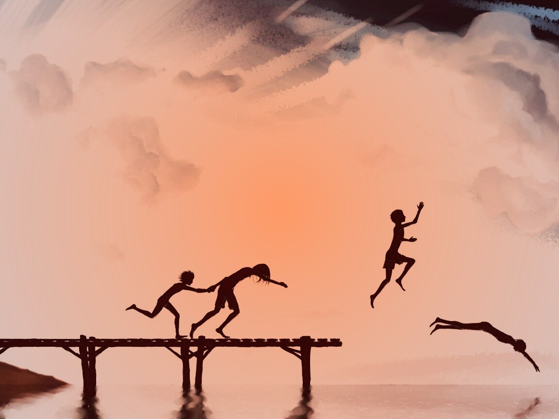 Прыжки с причала обои