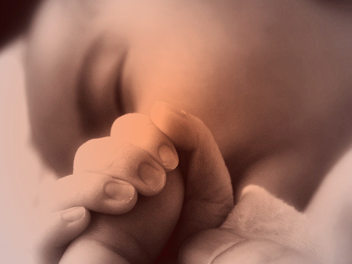 Младенец держит палец обои