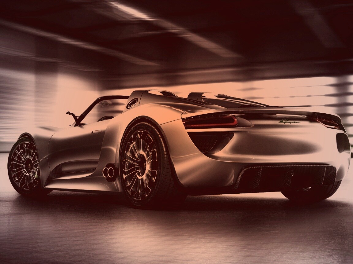 Porsche 918 Spider вид сзади обои