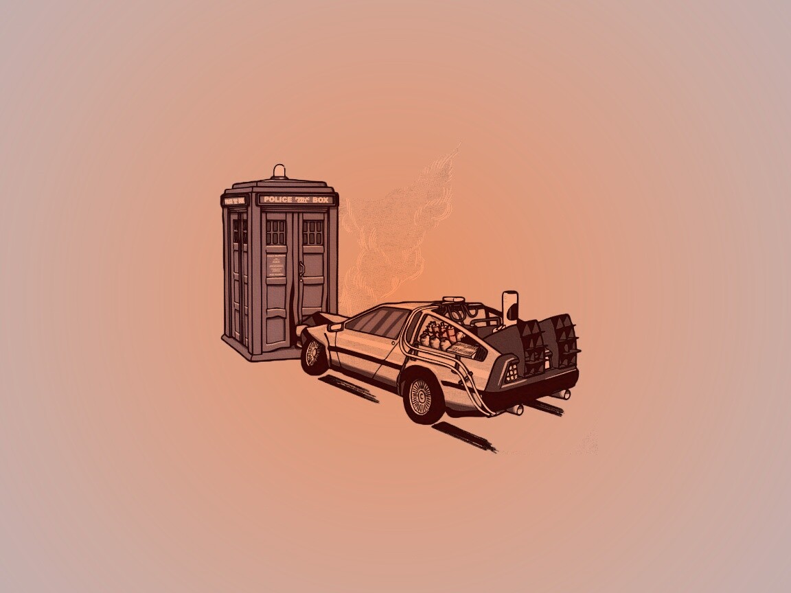 Что будет если ДеЛореан врежется в Тардис? обои