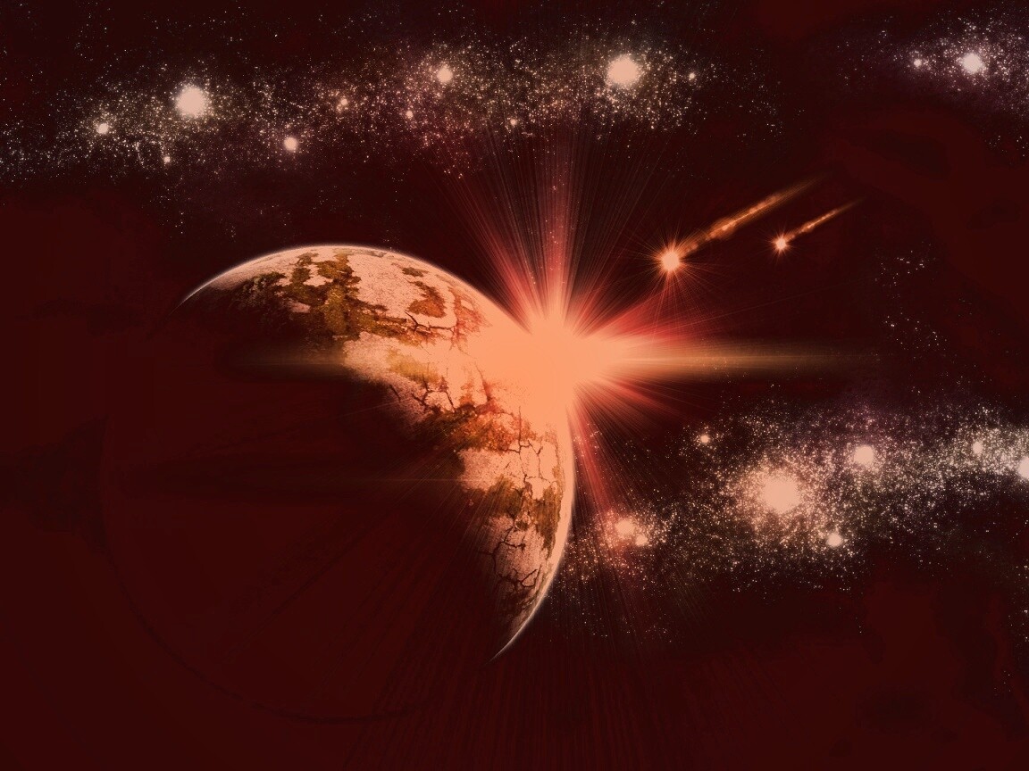 Кометы пролетают вблизи планеты обои