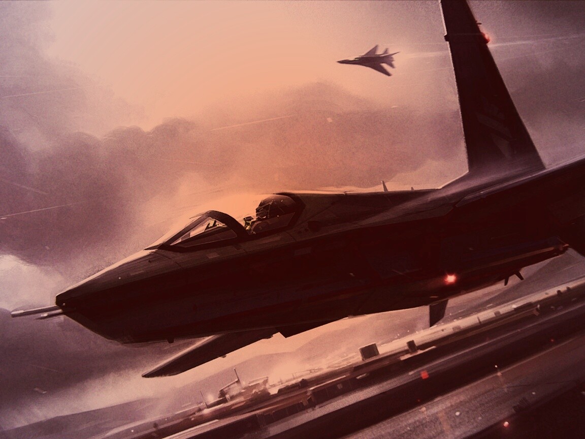 Истребитель на взлете обои