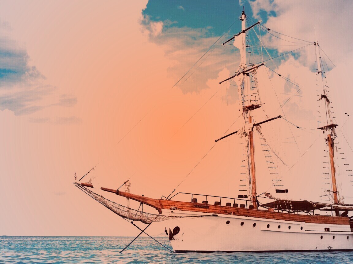 Белый парусник обои