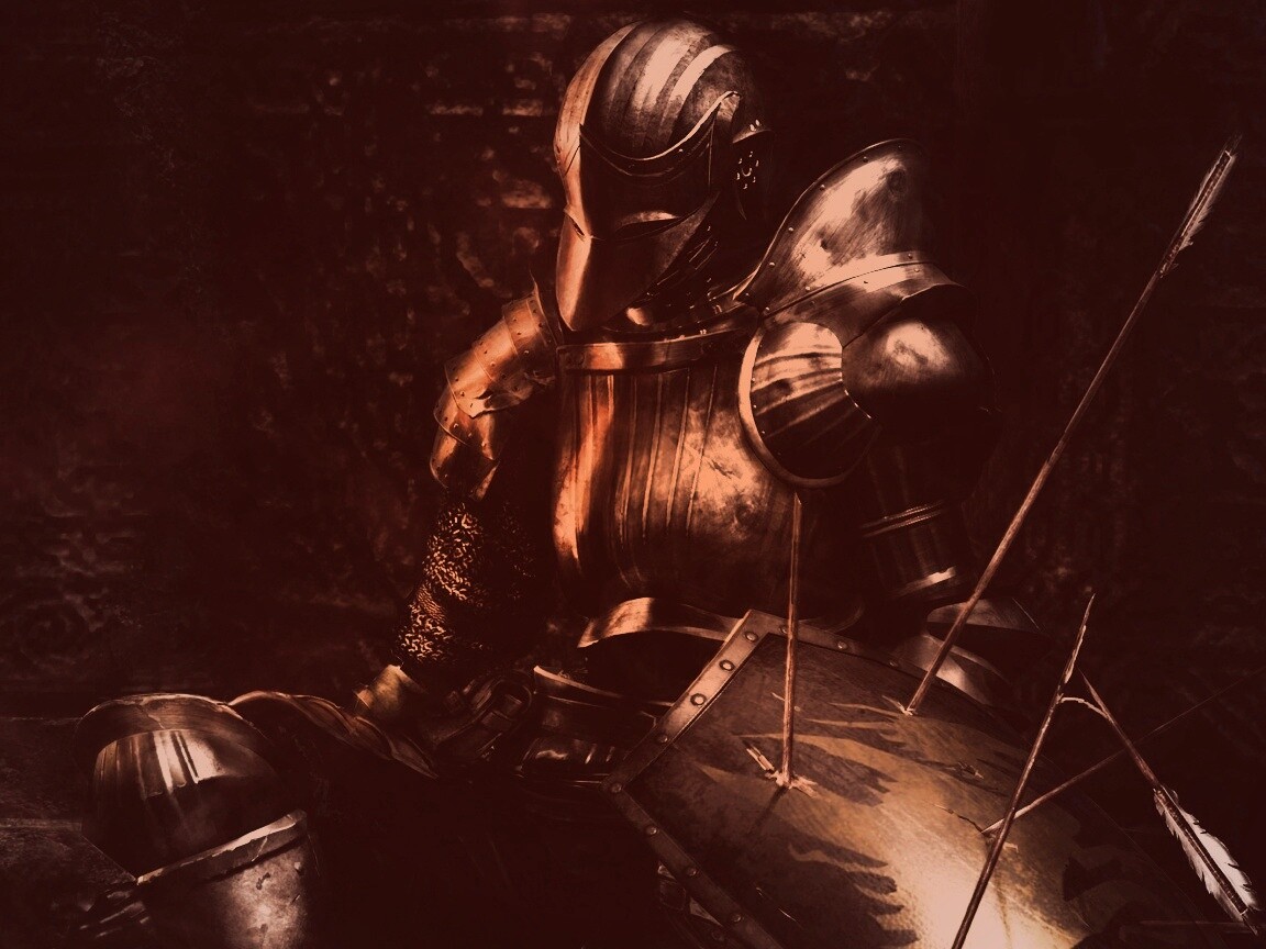 Поверженный рыцарь в доспехах обои