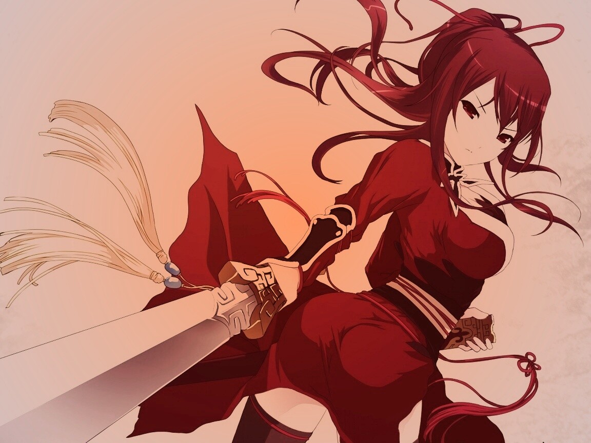 Рыжая девочка с мечем обои