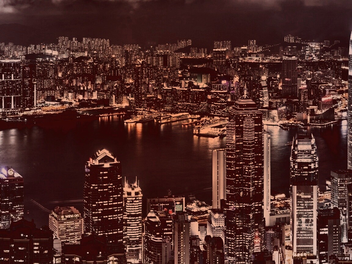 Небоскребы ночью обои