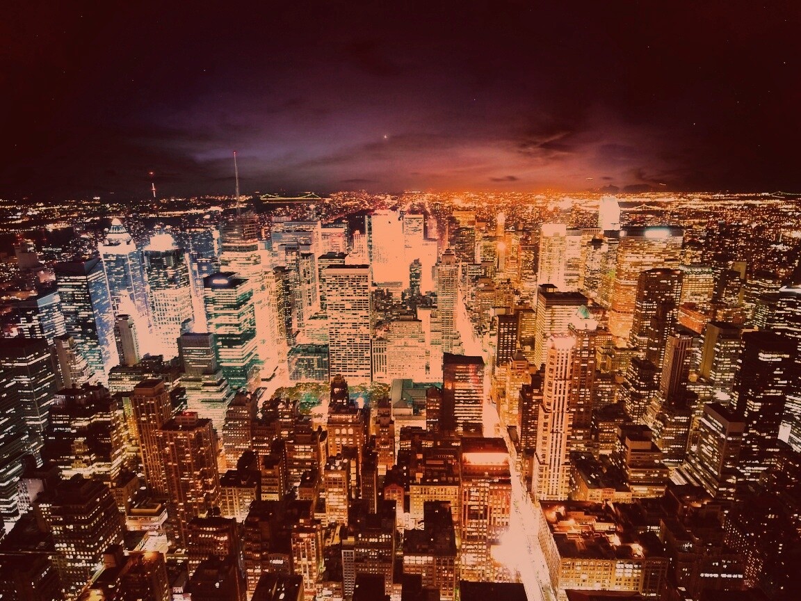 Вид на ночной Нью-Йорк обои