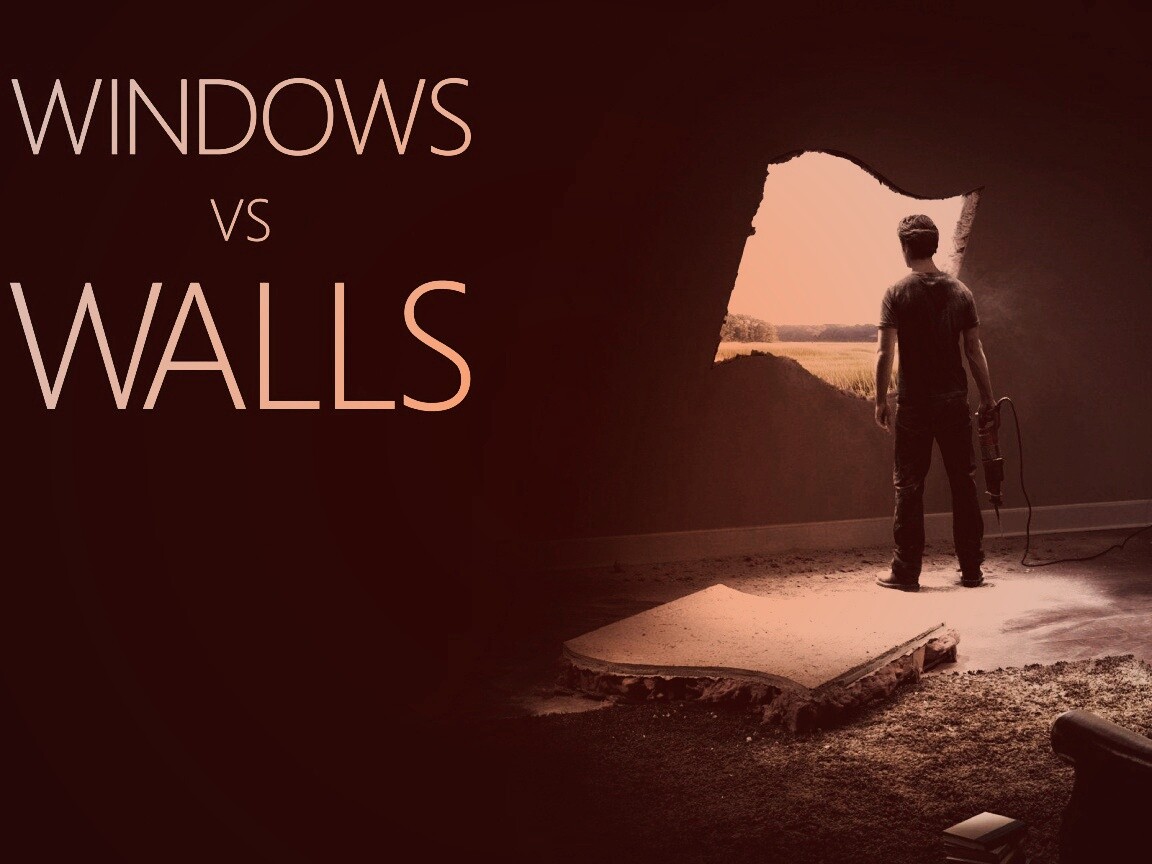 Windows против стен обои