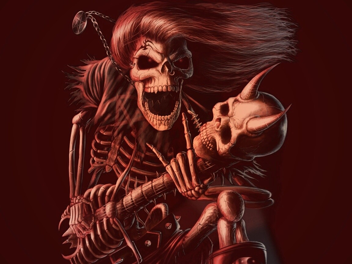 Скелет играет на скелет-гитары обои