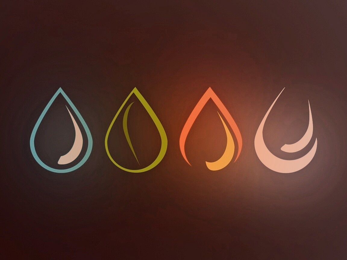 Четыре стихии в каплях обои