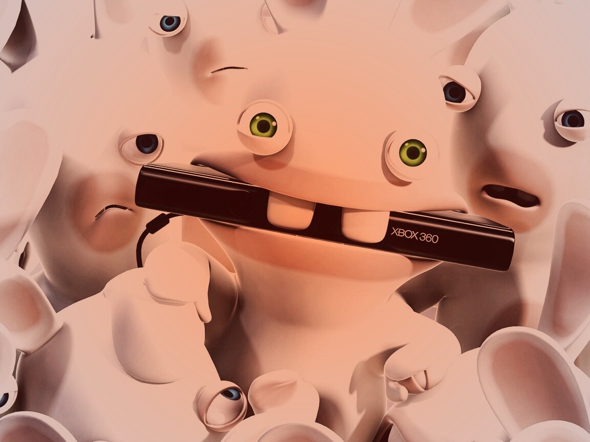 Кролик грызет кинект обои