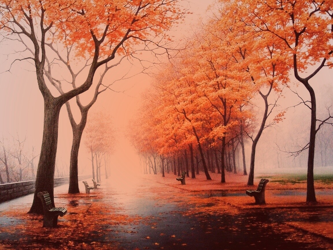 Дорога в осень обои