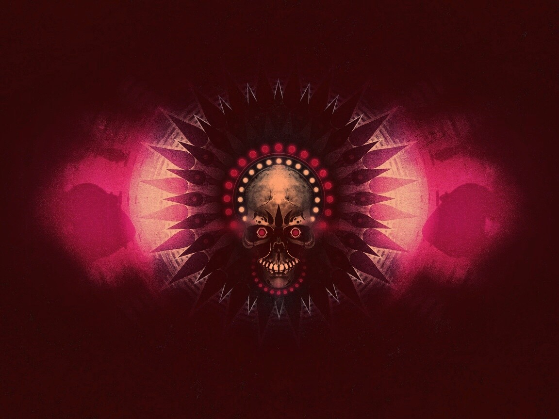 Неоновый череп обои