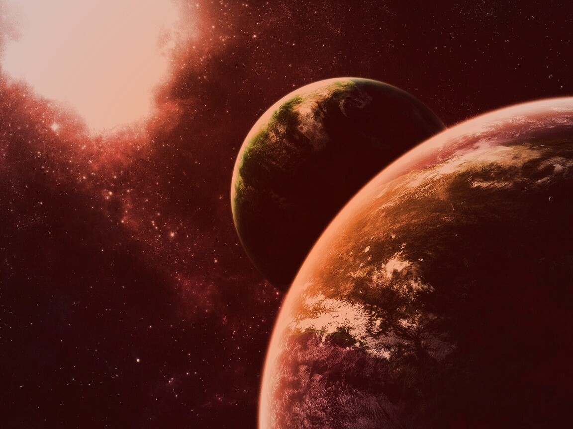 Две планеты в космосе обои