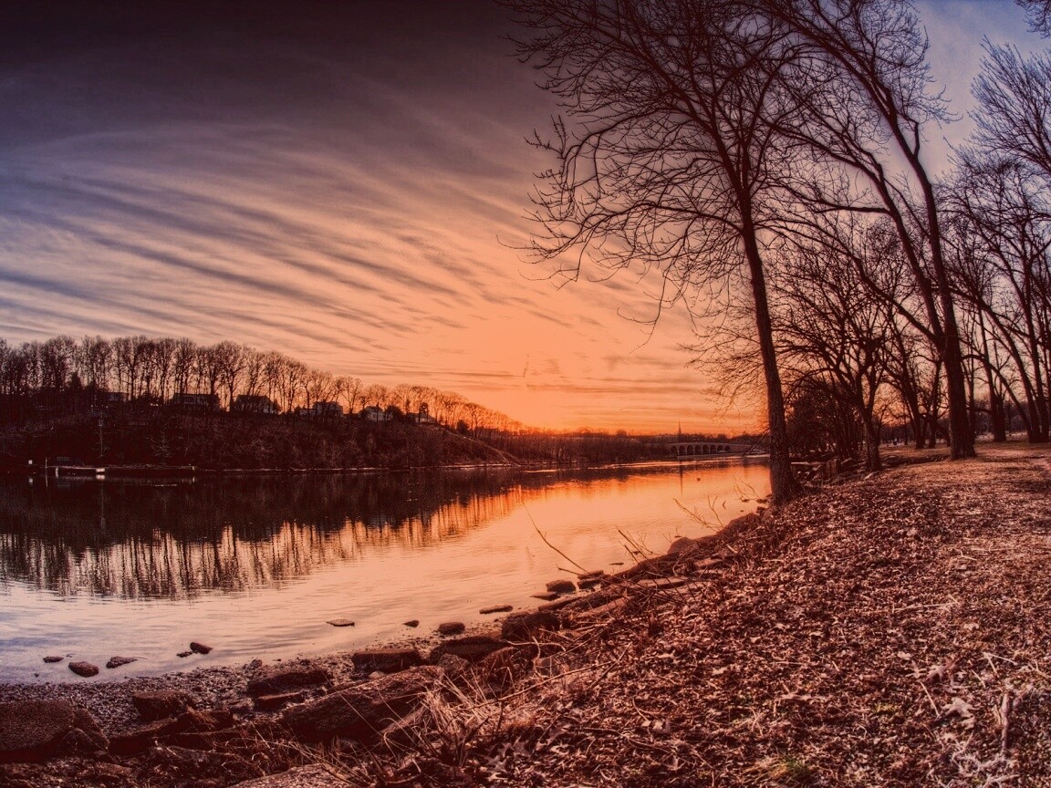 Осенний закат обои