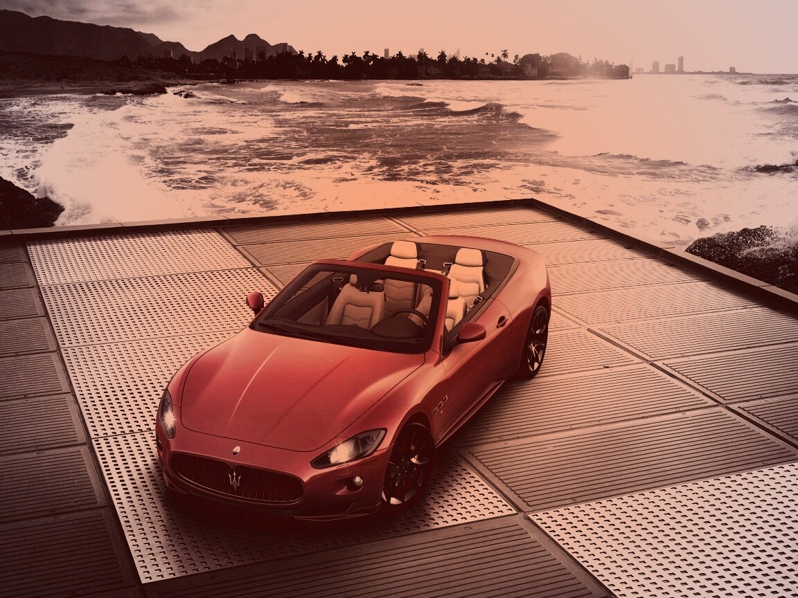 Мазерати на берегу моря обои