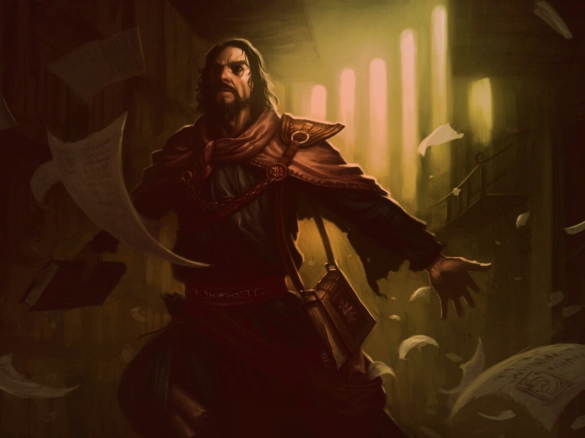 Маг в библиотеке обои