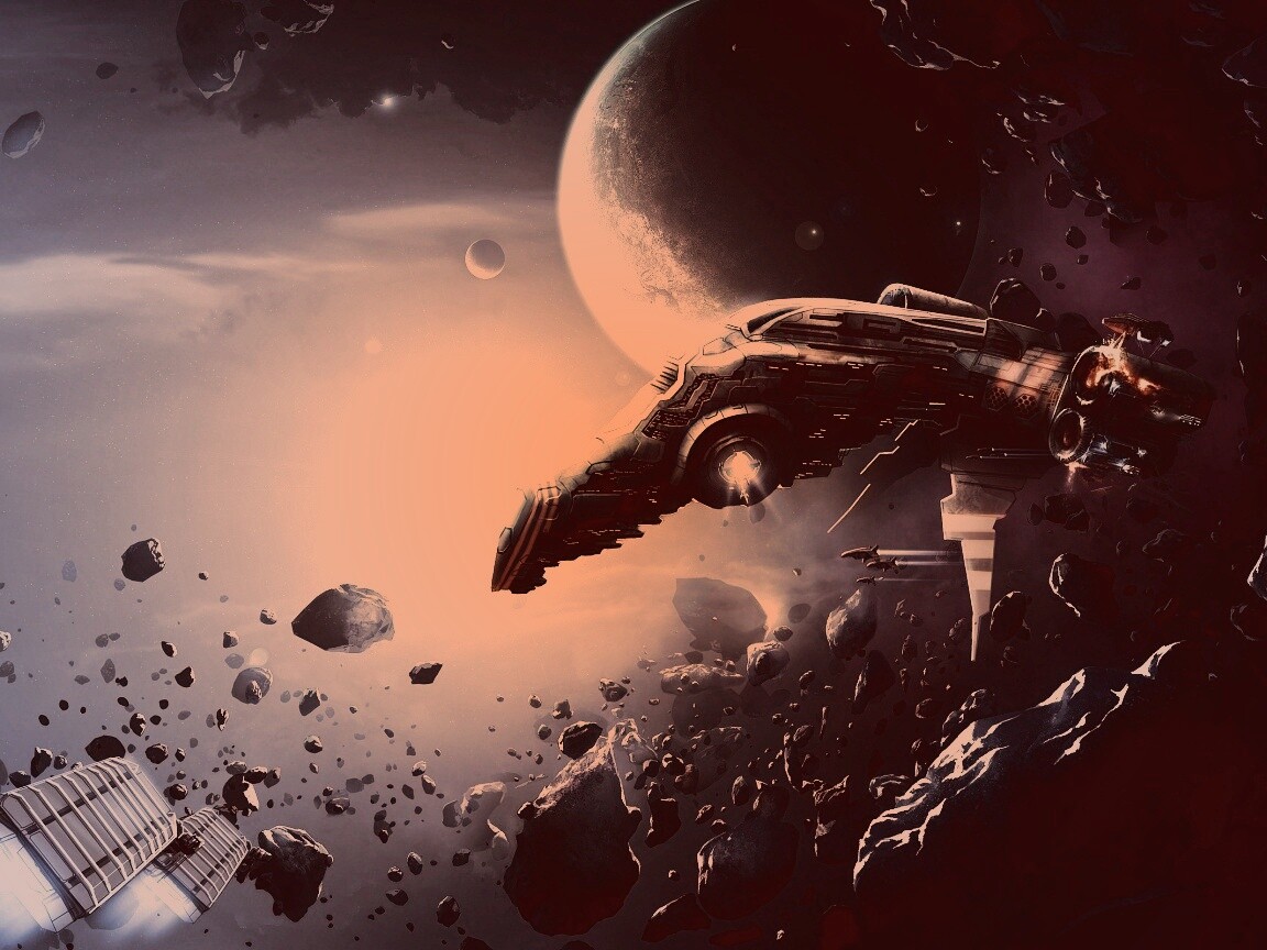 Космические корабли в поясе метеоритов обои