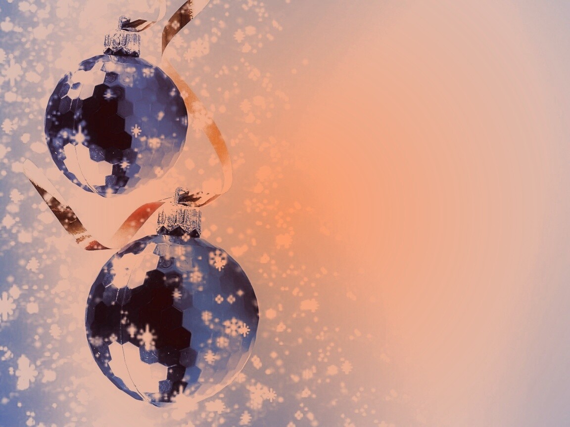 Синие новогодние шары обои