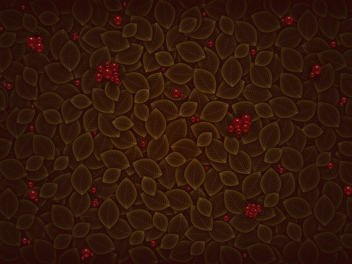 Векторные листья с ягодами обои