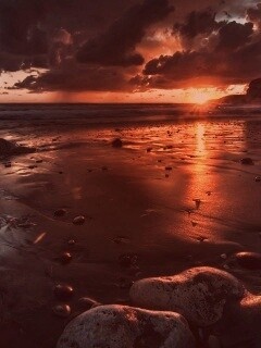 Закат солнца на пляже обои