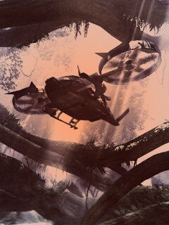 Вертолет в инопланетных джунглях обои