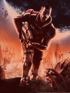 Капитан Шепард на руинах обои