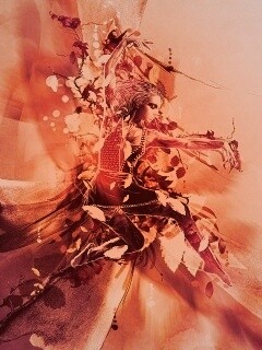 Девушка танцует в листьях обои