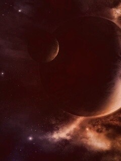 Планета с одним спутником обои