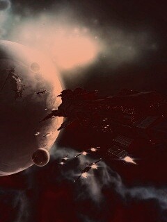 Космический флот атакует планету обои