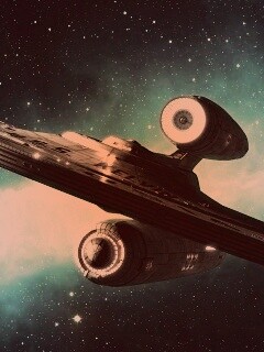 Космический корабль с двумя двигателями обои