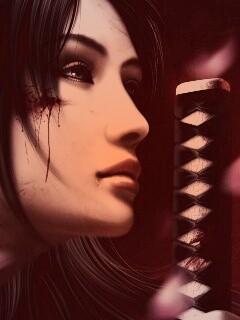 Японка с катаной обои