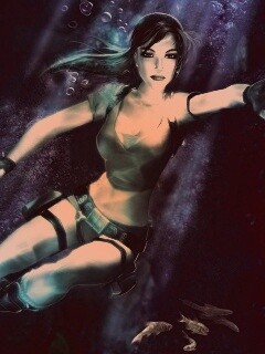 Лара под водой обои