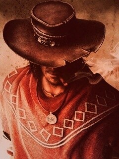 Мужик с сигарой в шляпе и пончо обои