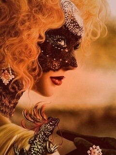 Девушка в карнавальной маске обои