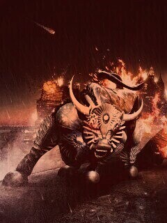 Воин и бык на крыше обои