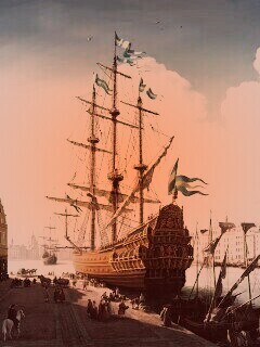 Парусник на набережной обои