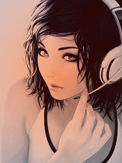 Сексуальная девушка в наушниках с микрофоном обои