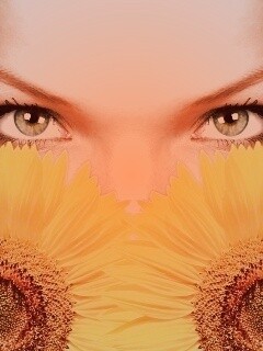 Девушка с желтыми ромашками обои