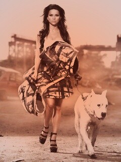 Девушка с питбулем обои