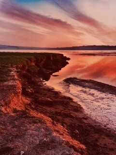Озеро на закате обои
