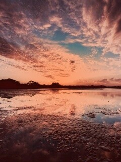 Дивный закат на озере обои