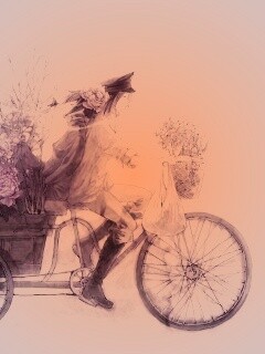 Развозчик цветов в пастельных тонах обои