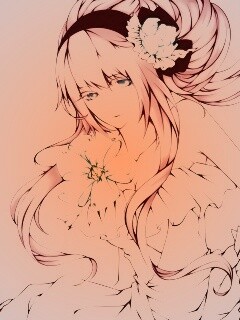 Розововолосый вокалоид обои