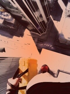 Фейт на краю небоскреба обои