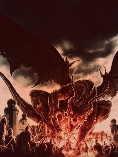 Дракон нападает на замок обои